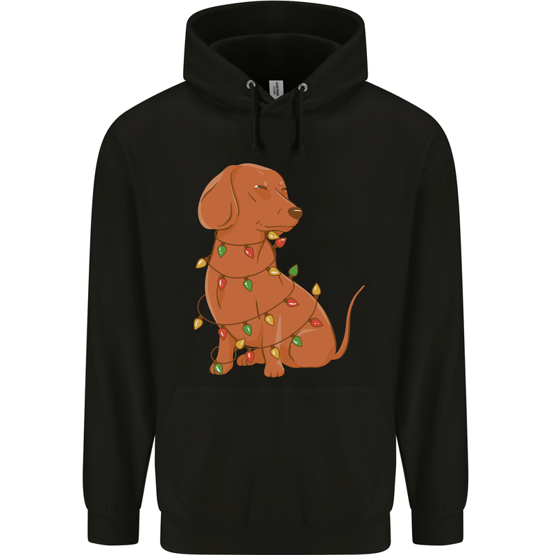 A Funny Christmas Tree Dachshund Mens 80% Cotton Hoodie Black