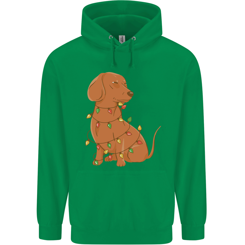 A Funny Christmas Tree Dachshund Mens 80% Cotton Hoodie Irish Green