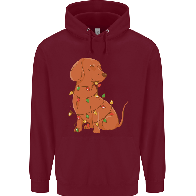 A Funny Christmas Tree Dachshund Mens 80% Cotton Hoodie Maroon