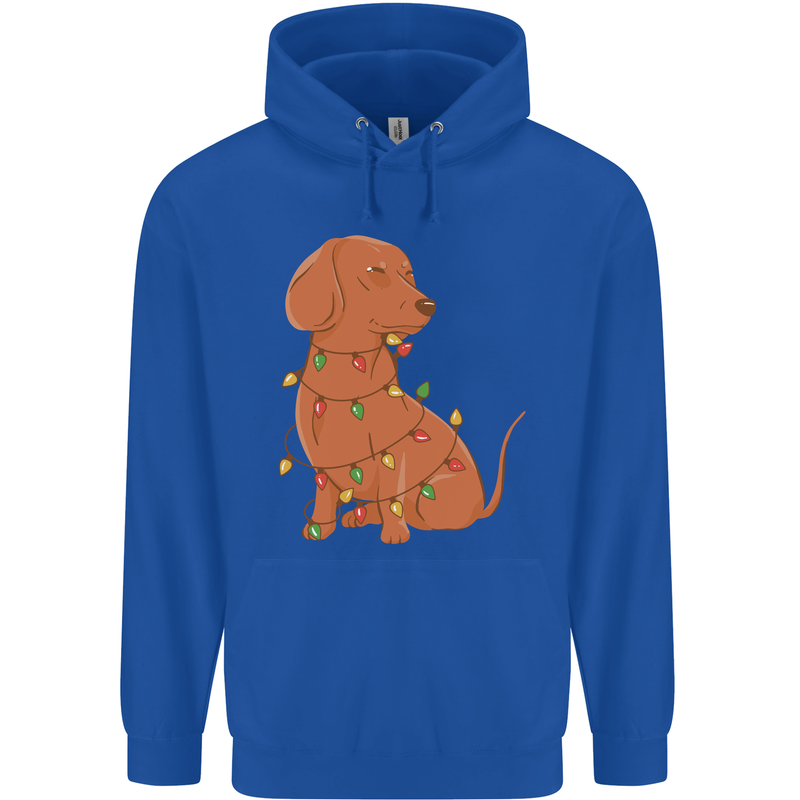 A Funny Christmas Tree Dachshund Mens 80% Cotton Hoodie Royal Blue