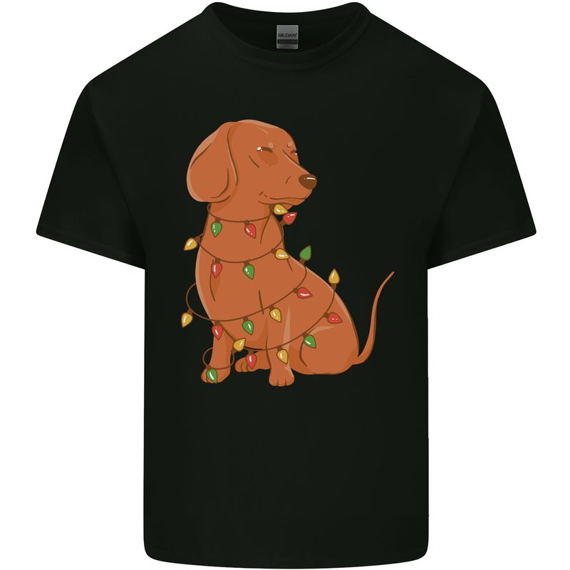 A Funny Christmas Tree Dachshund Mens Cotton T-Shirt Tee Top Black