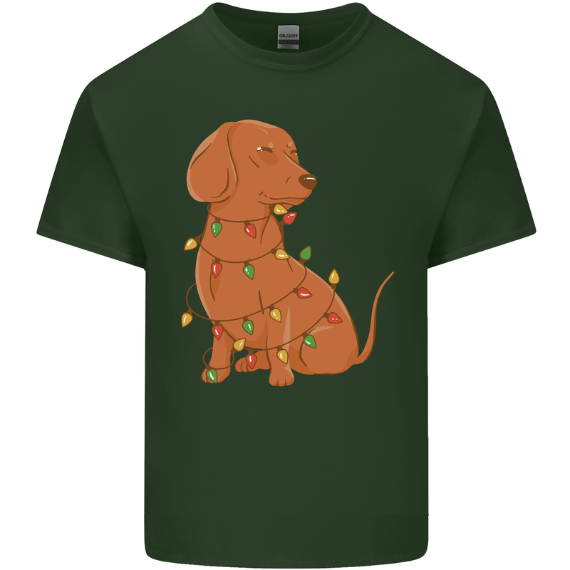 A Funny Christmas Tree Dachshund Mens Cotton T-Shirt Tee Top Forest Green