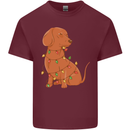 A Funny Christmas Tree Dachshund Mens Cotton T-Shirt Tee Top Maroon