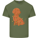 A Funny Christmas Tree Dachshund Mens Cotton T-Shirt Tee Top Military Green
