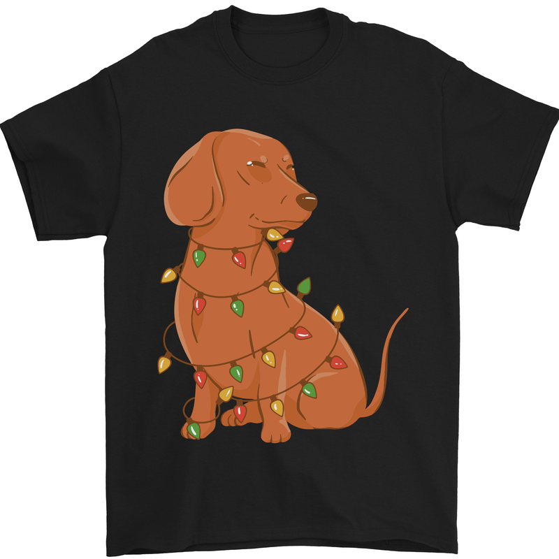 A Funny Christmas Tree Dachshund Mens T-Shirt 100% Cotton Black