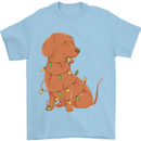 A Funny Christmas Tree Dachshund Mens T-Shirt 100% Cotton Light Blue