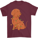 A Funny Christmas Tree Dachshund Mens T-Shirt 100% Cotton Maroon