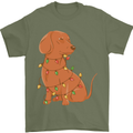 A Funny Christmas Tree Dachshund Mens T-Shirt 100% Cotton Military Green