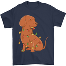 A Funny Christmas Tree Dachshund Mens T-Shirt 100% Cotton Navy Blue