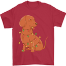 A Funny Christmas Tree Dachshund Mens T-Shirt 100% Cotton Red