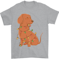 A Funny Christmas Tree Dachshund Mens T-Shirt 100% Cotton Sports Grey