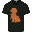A Funny Christmas Tree Dachshund Mens V-Neck Cotton T-Shirt Black