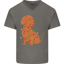 A Funny Christmas Tree Dachshund Mens V-Neck Cotton T-Shirt Charcoal