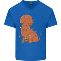 A Funny Christmas Tree Dachshund Mens V-Neck Cotton T-Shirt Royal Blue