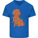 A Funny Christmas Tree Dachshund Mens V-Neck Cotton T-Shirt Royal Blue