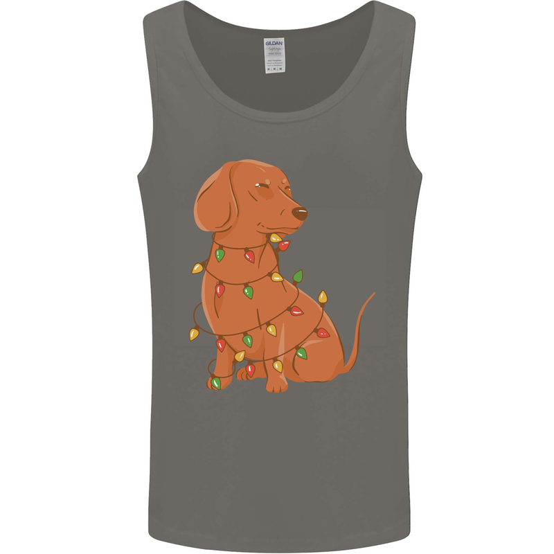 A Funny Christmas Tree Dachshund Mens Vest Tank Top Charcoal