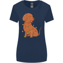 A Funny Christmas Tree Dachshund Womens Wider Cut T-Shirt Navy Blue