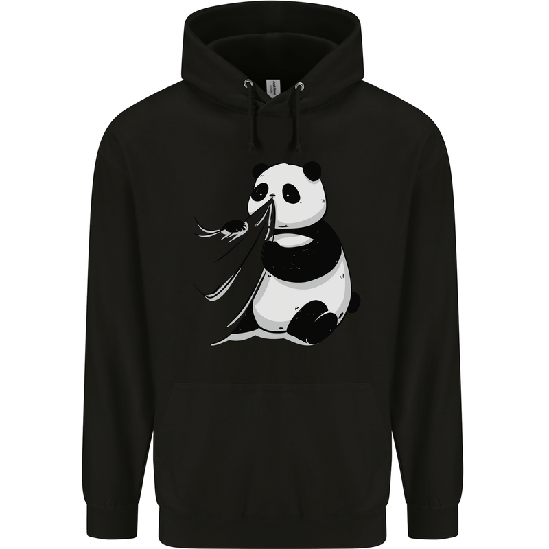A Funny Panda Bear Childrens Kids Hoodie Black