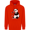 A Funny Panda Bear Childrens Kids Hoodie Bright Red