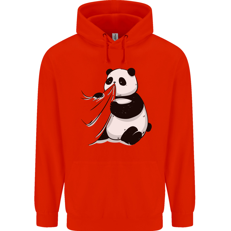 A Funny Panda Bear Childrens Kids Hoodie Bright Red