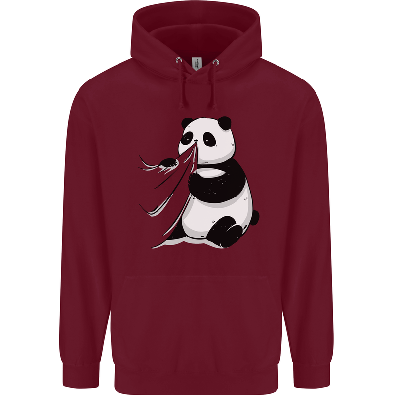 A Funny Panda Bear Childrens Kids Hoodie Maroon