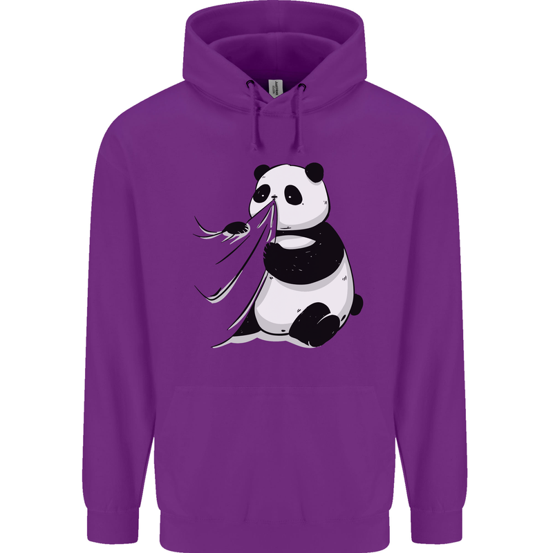 A Funny Panda Bear Childrens Kids Hoodie Purple