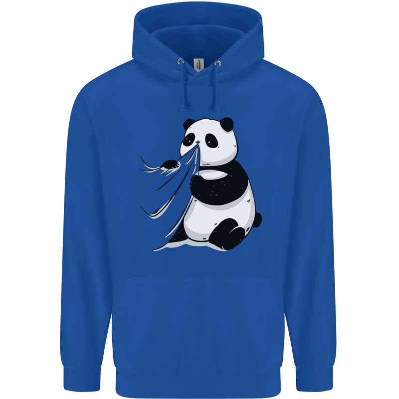 A Funny Panda Bear Childrens Kids Hoodie Royal Blue