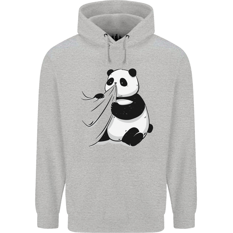 A Funny Panda Bear Childrens Kids Hoodie Sports Grey