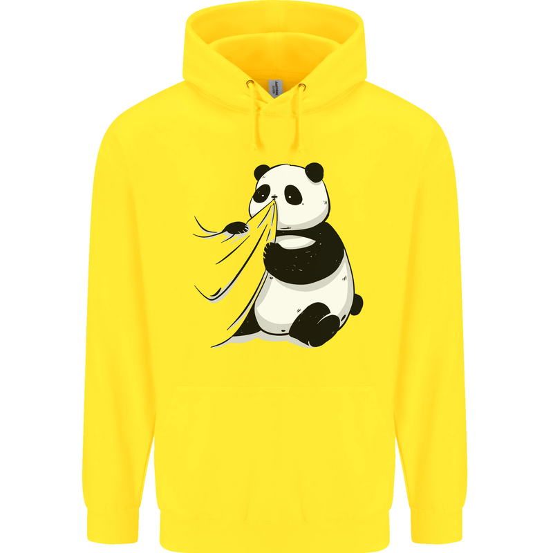 A Funny Panda Bear Childrens Kids Hoodie Yellow