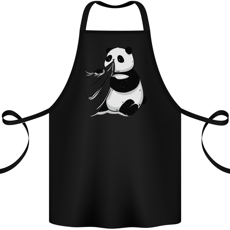 A Funny Panda Bear Cotton Apron 100% Organic Black