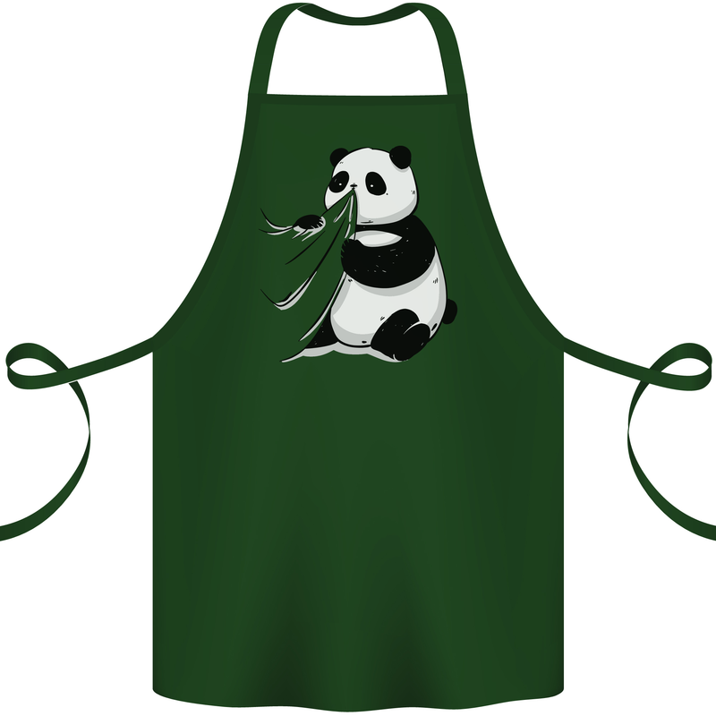 A Funny Panda Bear Cotton Apron 100% Organic Forest Green