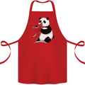 A Funny Panda Bear Cotton Apron 100% Organic Red