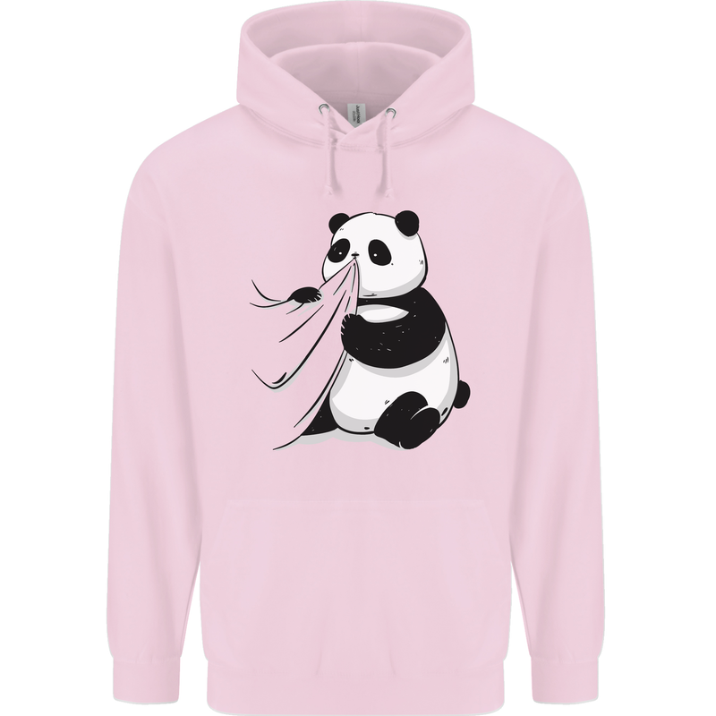 A Funny Panda Bear Mens 80% Cotton Hoodie Light Pink