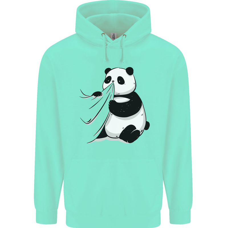 A Funny Panda Bear Mens 80% Cotton Hoodie Peppermint
