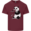 A Funny Panda Bear Mens Cotton T-Shirt Tee Top Maroon