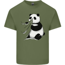 A Funny Panda Bear Mens Cotton T-Shirt Tee Top Military Green