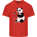 A Funny Panda Bear Mens Cotton T-Shirt Tee Top Red