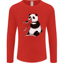 A Funny Panda Bear Mens Long Sleeve T-Shirt Red