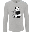 A Funny Panda Bear Mens Long Sleeve T-Shirt Sports Grey