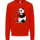 A Funny Panda Bear Mens Sweatshirt Jumper Bright Red