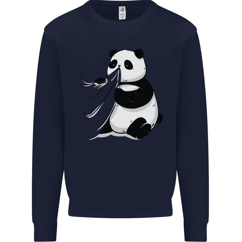 A Funny Panda Bear Mens Sweatshirt Jumper Navy Blue