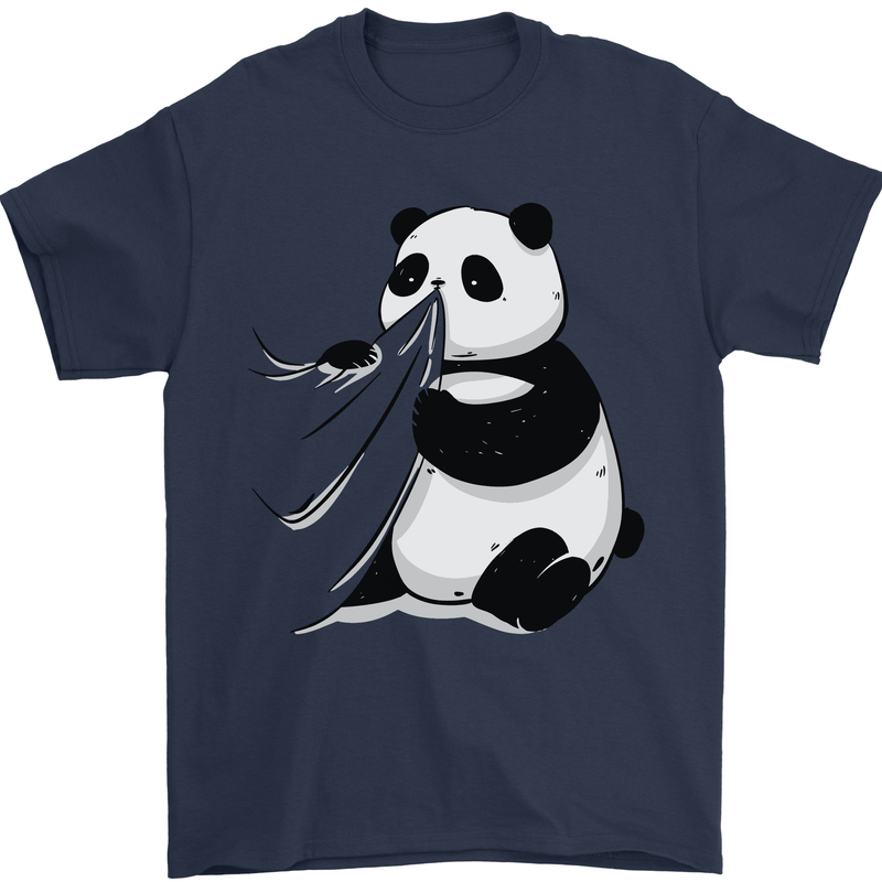 A Funny Panda Bear Mens T-Shirt 100% Cotton Navy Blue