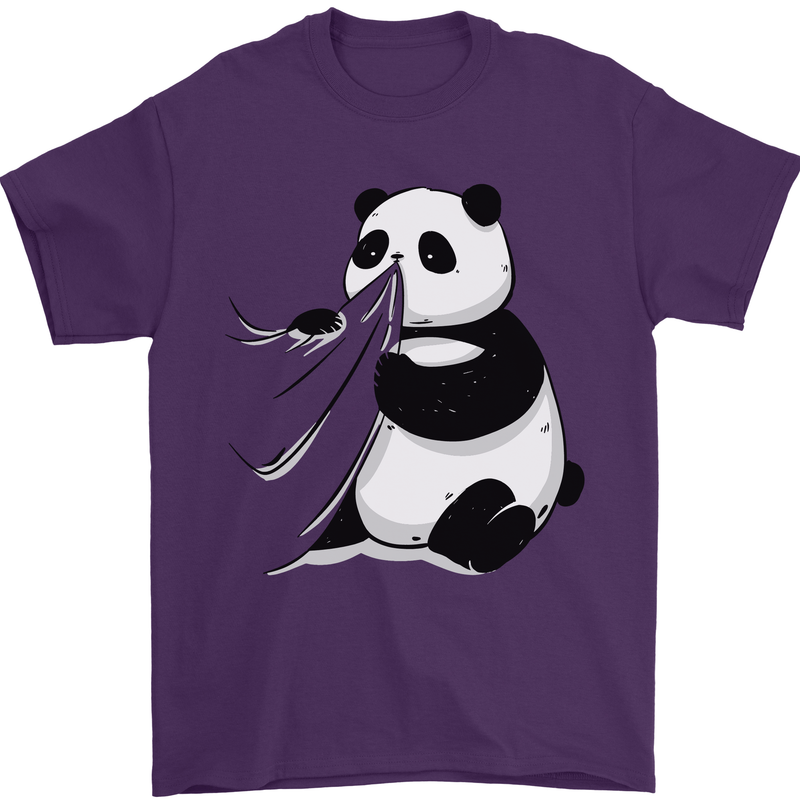A Funny Panda Bear Mens T-Shirt 100% Cotton Purple