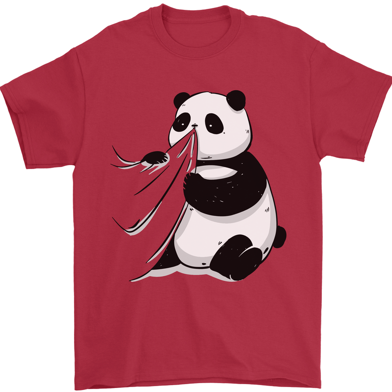 A Funny Panda Bear Mens T-Shirt 100% Cotton Red