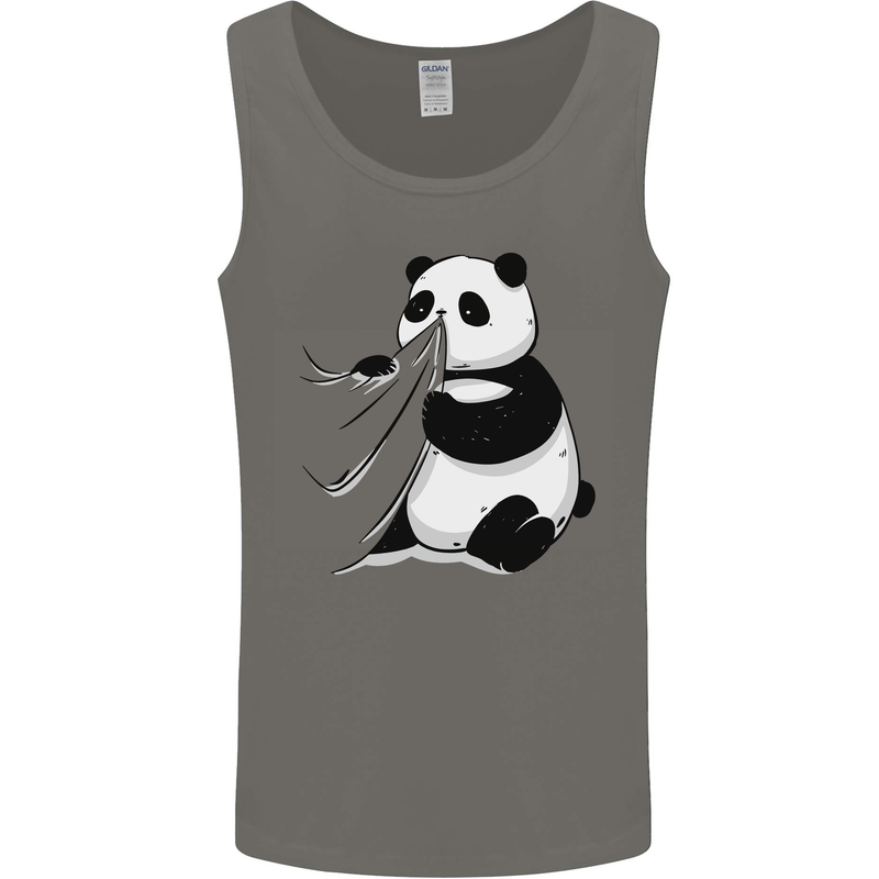 A Funny Panda Bear Mens Vest Tank Top Charcoal