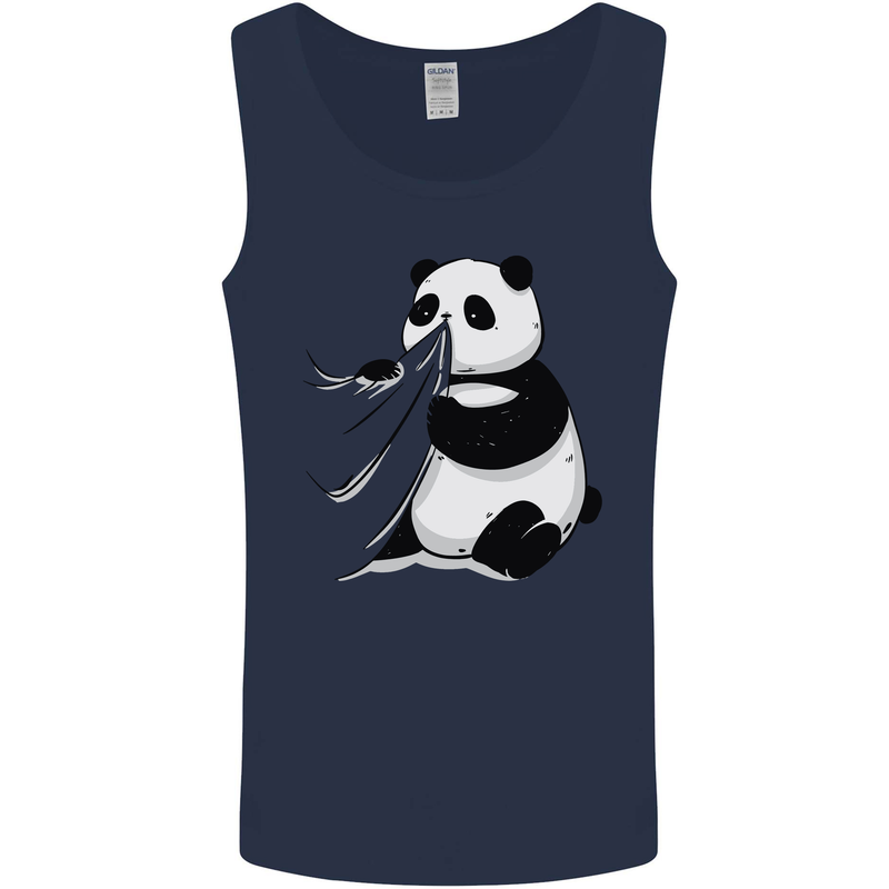 A Funny Panda Bear Mens Vest Tank Top Navy Blue