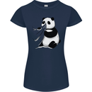 A Funny Panda Bear Womens Petite Cut T-Shirt Navy Blue