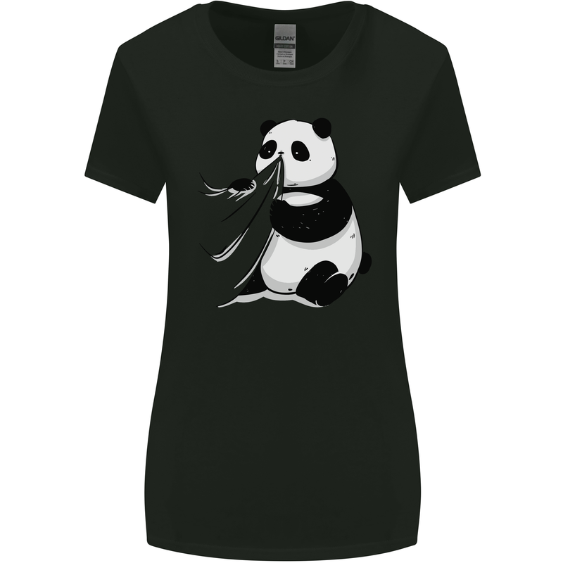 A Funny Panda Bear Womens Wider Cut T-Shirt Black