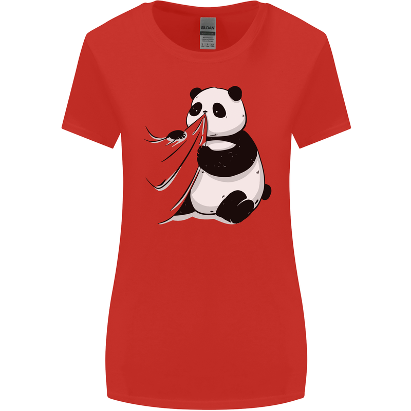 A Funny Panda Bear Womens Wider Cut T-Shirt Red