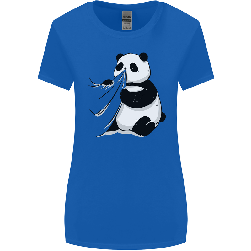 A Funny Panda Bear Womens Wider Cut T-Shirt Royal Blue